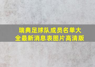 瑞典足球队成员名单大全最新消息表图片高清版