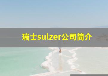 瑞士sulzer公司简介