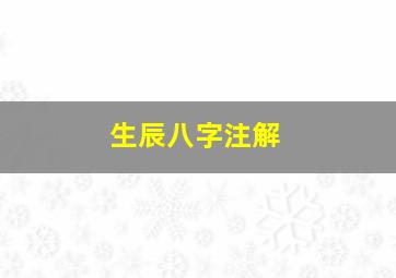 生辰八字注解