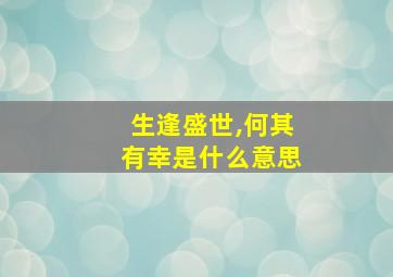 生逢盛世,何其有幸是什么意思