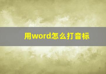 用word怎么打音标