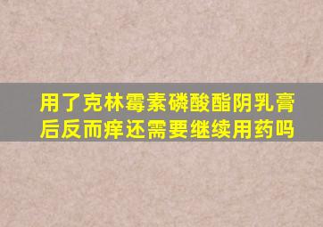 用了克林霉素磷酸酯阴乳膏后反而痒还需要继续用药吗