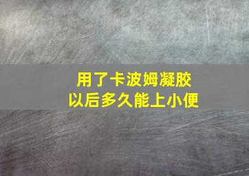 用了卡波姆凝胶以后多久能上小便