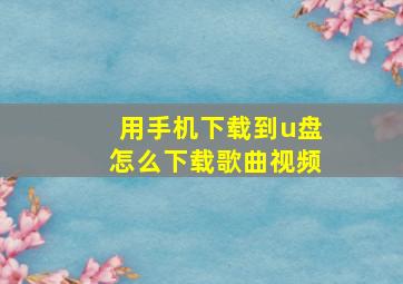 用手机下载到u盘怎么下载歌曲视频