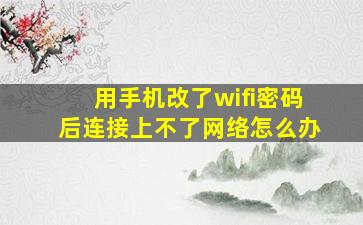 用手机改了wifi密码后连接上不了网络怎么办