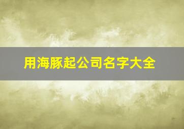 用海豚起公司名字大全