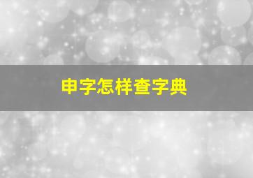 申字怎样查字典