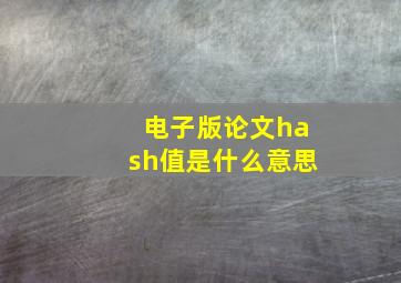 电子版论文hash值是什么意思