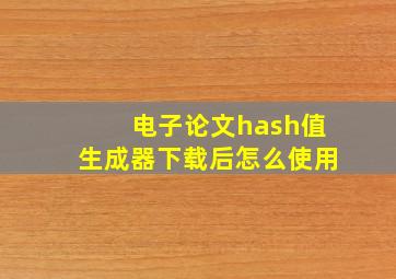 电子论文hash值生成器下载后怎么使用