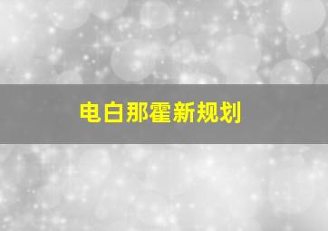 电白那霍新规划