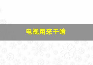 电视用来干啥