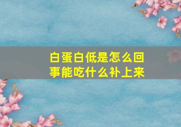 白蛋白低是怎么回事能吃什么补上来