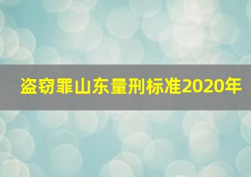 盗窃罪山东量刑标准2020年