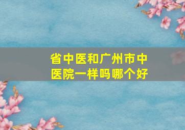 省中医和广州市中医院一样吗哪个好