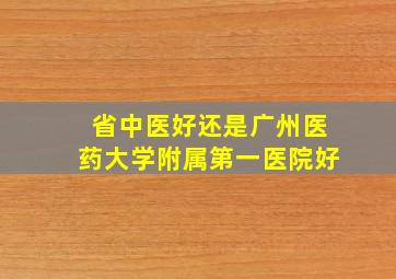 省中医好还是广州医药大学附属第一医院好