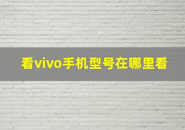 看vivo手机型号在哪里看