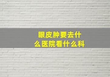 眼皮肿要去什么医院看什么科