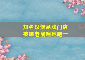 知名汉堡品牌门店被曝老鼠遍地跑一