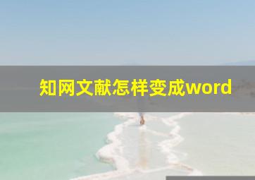 知网文献怎样变成word