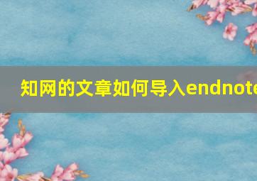 知网的文章如何导入endnote