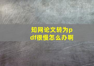 知网论文转为pdf很慢怎么办啊