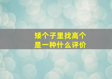 矮个子里找高个是一种什么评价