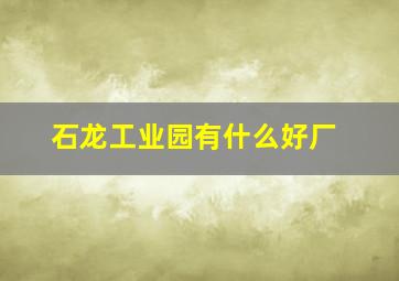 石龙工业园有什么好厂