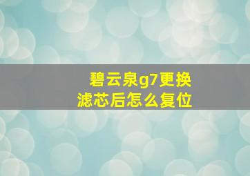 碧云泉g7更换滤芯后怎么复位