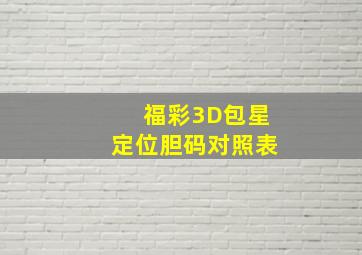 福彩3D包星定位胆码对照表