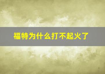 福特为什么打不起火了