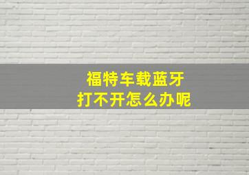 福特车载蓝牙打不开怎么办呢