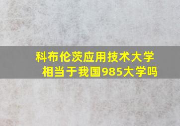 科布伦茨应用技术大学相当于我国985大学吗