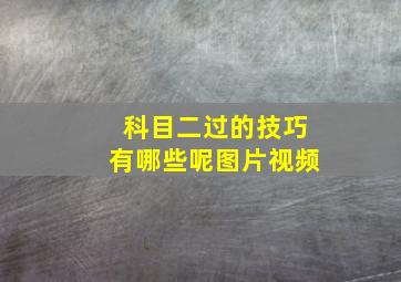 科目二过的技巧有哪些呢图片视频