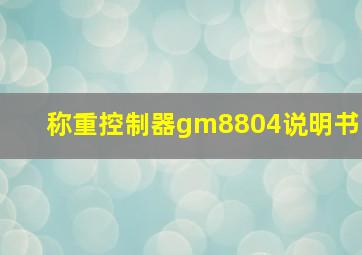 称重控制器gm8804说明书