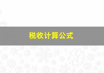 税收计算公式