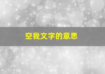 空我文字的意思