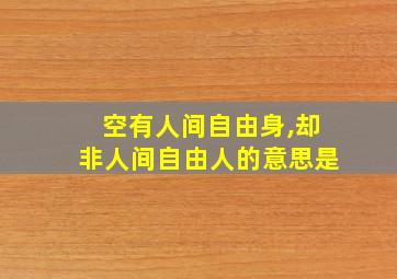 空有人间自由身,却非人间自由人的意思是