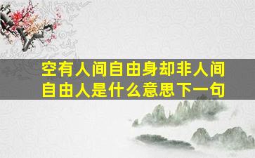 空有人间自由身却非人间自由人是什么意思下一句