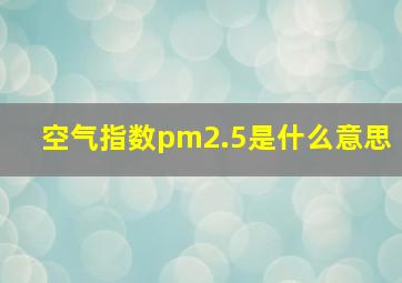 空气指数pm2.5是什么意思