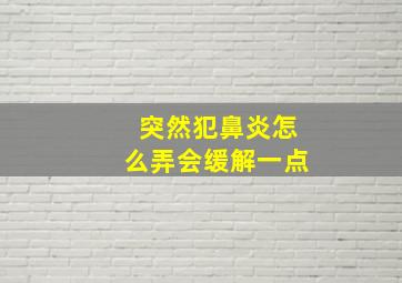 突然犯鼻炎怎么弄会缓解一点