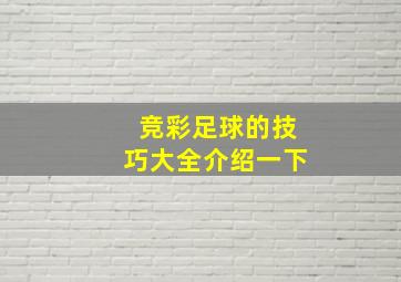 竞彩足球的技巧大全介绍一下