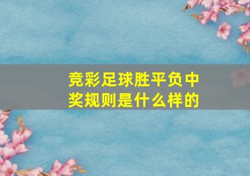 竞彩足球胜平负中奖规则是什么样的