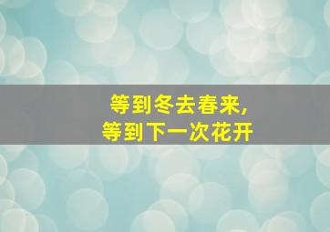 等到冬去春来,等到下一次花开