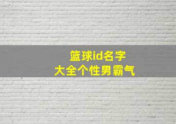 篮球id名字大全个性男霸气