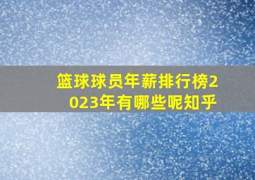 篮球球员年薪排行榜2023年有哪些呢知乎