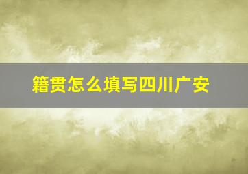 籍贯怎么填写四川广安