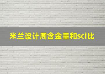 米兰设计周含金量和sci比