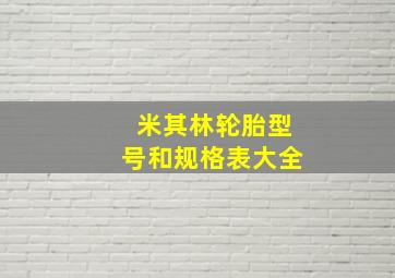 米其林轮胎型号和规格表大全