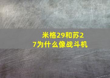 米格29和苏27为什么像战斗机