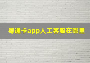 粤通卡app人工客服在哪里